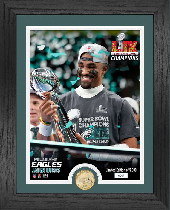 [Player Name] Eagles Super Bowl LIX Champions Bronze Coin Trophy Photo Mint