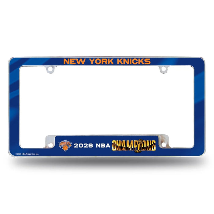 New York Knicks 2026 NBA Champions 12" x 6" Chrome All Over Automotive License Plate Frame