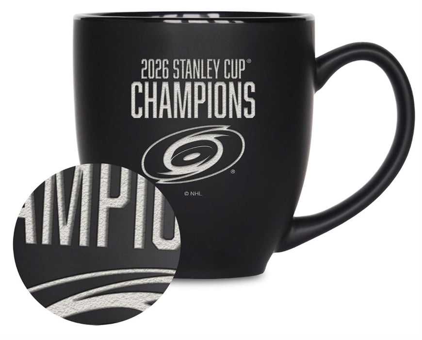 Carolina Hurricanes 2026 Stanley Cup Champions 15oz Matte Black Ceramic Bistro Mug