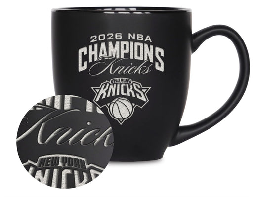 New York Knicks 2026 NBA Champions 15oz Matte Black Ceramic Bistro Mug