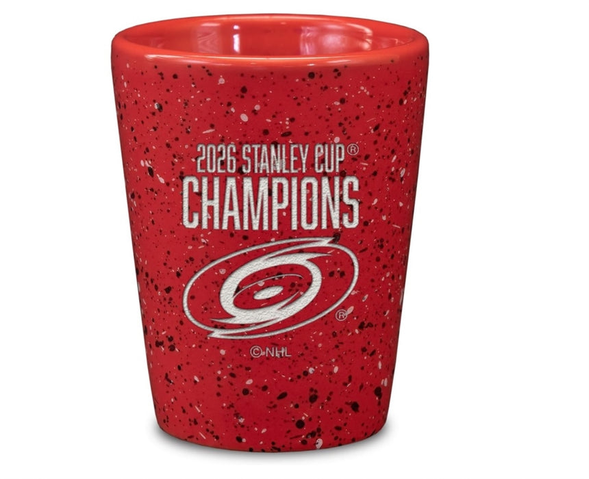Carolina Hurricanes 2026 Stanley Cup Champions 2oz Ceramic Shot Glass for Fans, Laser Engraved In Team Color Single Shot Glass