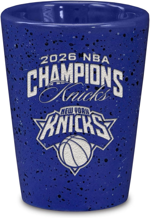 New York Knicks 2026 NBA Champions 2oz Ceramic Shot Glass for Fans, Laser Engraved In Team Color Single Shot Glass