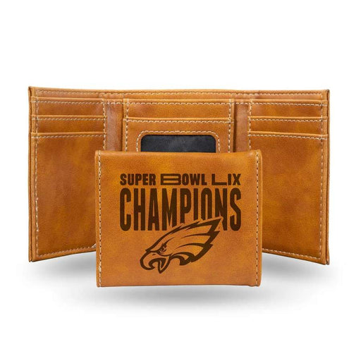 Philadelphia Eagles Super Bowl LIX Champions Laser-Engraved Trifold Wallet