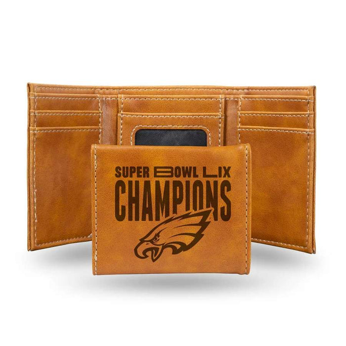 Philadelphia Eagles Super Bowl LIX Champions Laser-Engraved Trifold Wallet