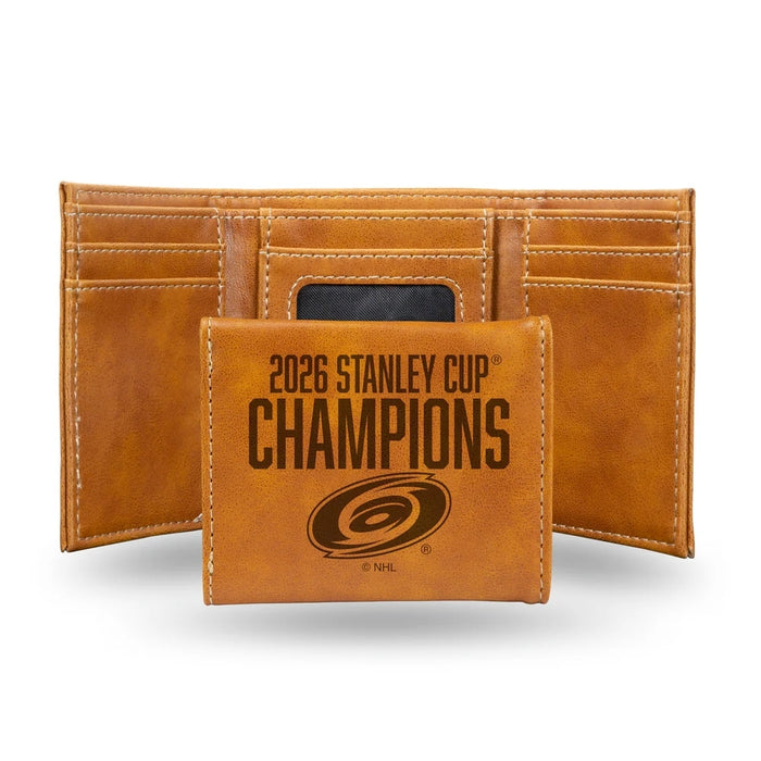 Carolina Hurricanes 2026 Stanley Cup Champions Laser Engraved Faux Leather Trifold