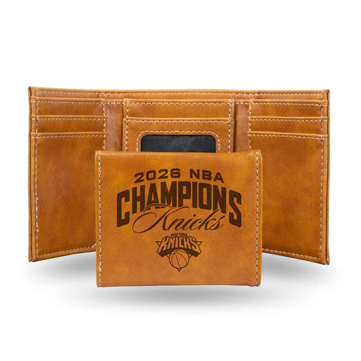 New York Knicks 2026 NBA Champions Laser Engraved Faux Leather Trifold