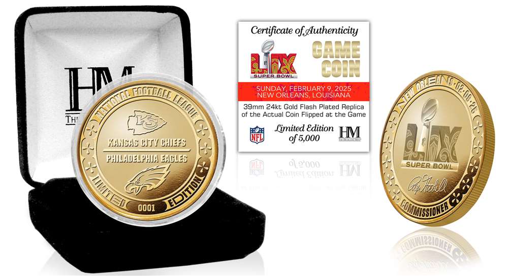 Super Bowl LIX Chiefs vs Eagles Gold Mint Flip Coin