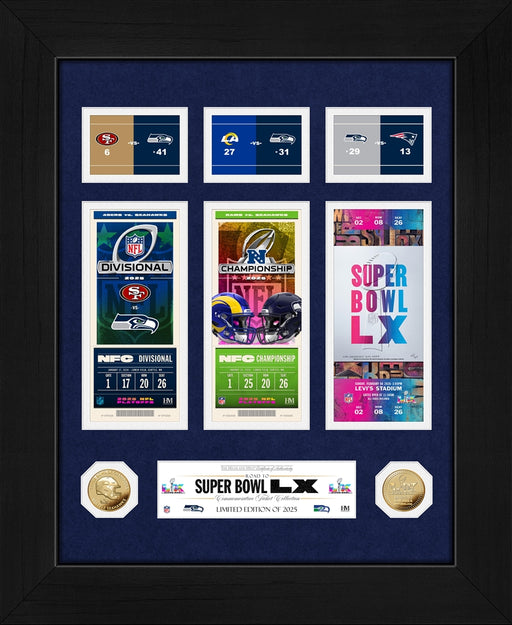 Seattle Seahawks Deluxe Road to the Super Bowl Ticket Gold coin Photo Mint