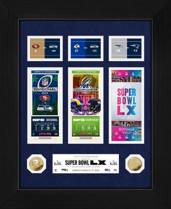 Seattle Seahawks Deluxe Road to the Super Bowl Ticket Gold coin Photo Mint