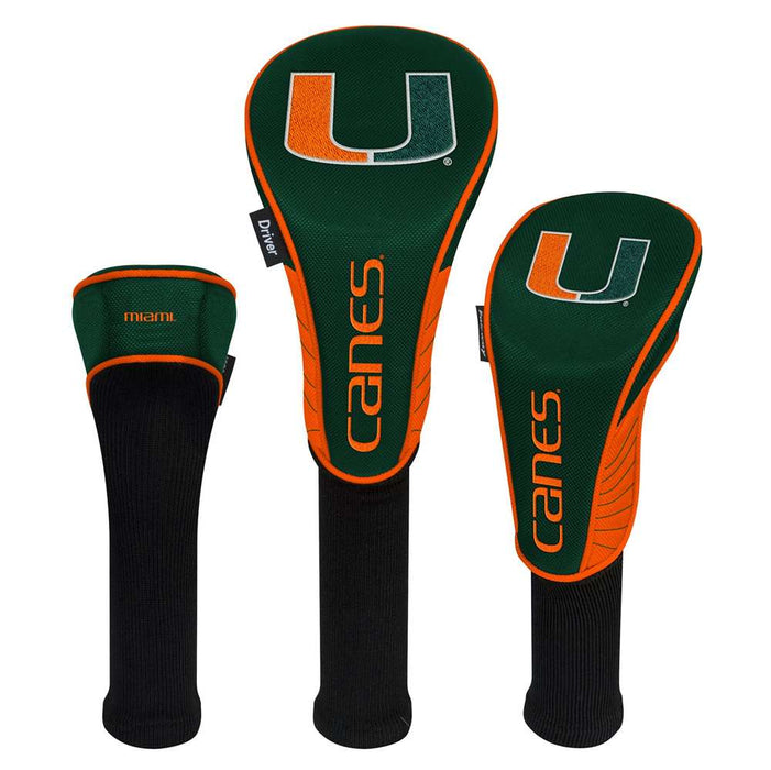 Miami Hurricanes Golf Club Headcover - Set of 3 (Driver,Fairway,Hybrid)
