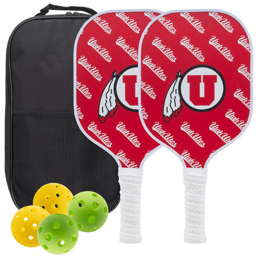 Utah Utes Carbon Fiber Pickleball Paddle Set
