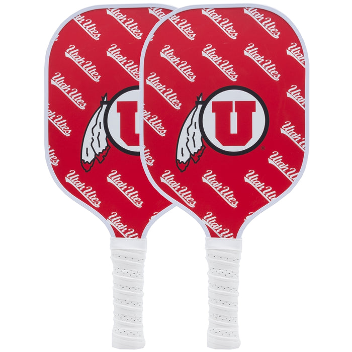 Utah Utes Carbon Fiber Pickleball Paddle Set