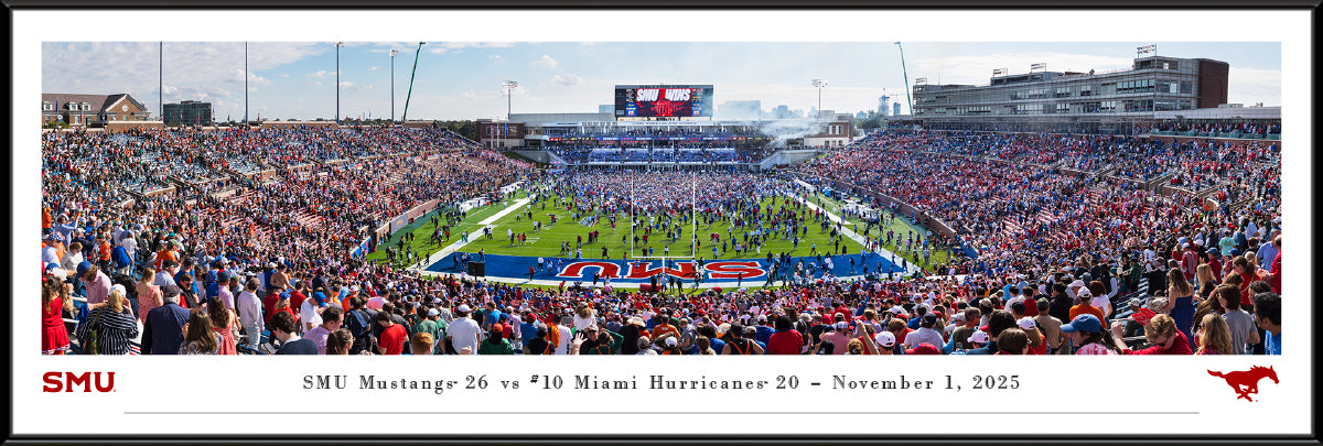SMU Mustangs 26 vs #10 Miami Hurricanes 21 Stadium Panoramic Picture Standard Frame - 40 1/4" X 13 3/4"
