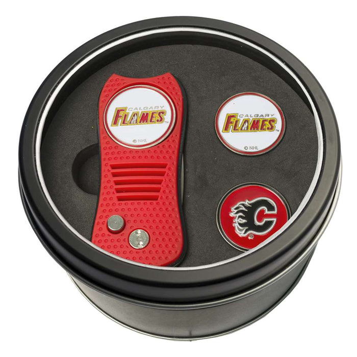 Calgary Flames Golf Tin Set - Switchblade, 2 Markers 13359