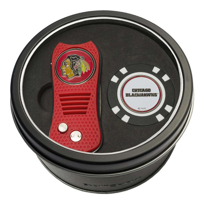 Chicago Blackhawks Golf Tin Set - Switchblade, Golf Chip