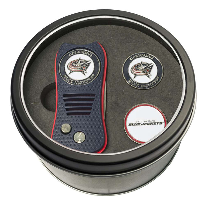 Columbus Blue Jackets Golf Tin Set - Switchblade, 2 Markers 13759