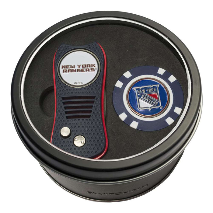 New York Rangers Golf Tin Set - Switchblade, Golf Chip
