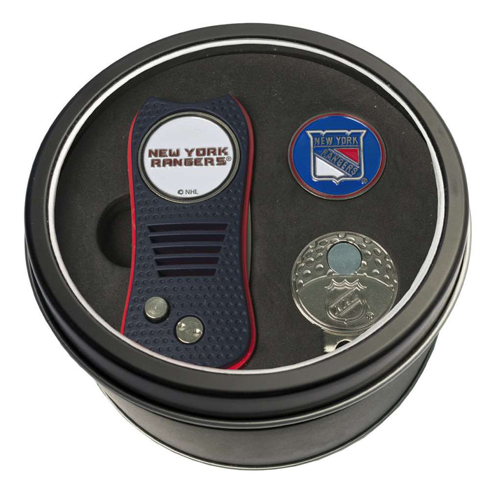 New York Rangers Golf Tin Set - Switchblade, Cap Clip, Marker 14857