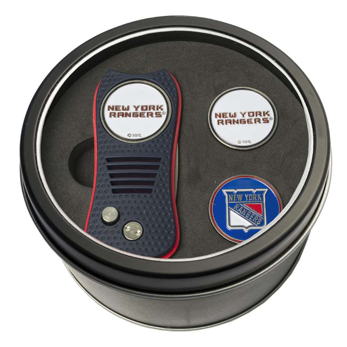New York Rangers Golf Tin Set - Switchblade, 2 Markers 14859