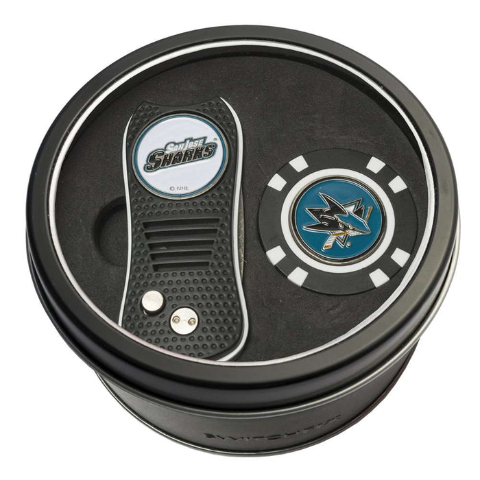 San Jose Sharks Golf Tin Set - Switchblade, Golf Chip