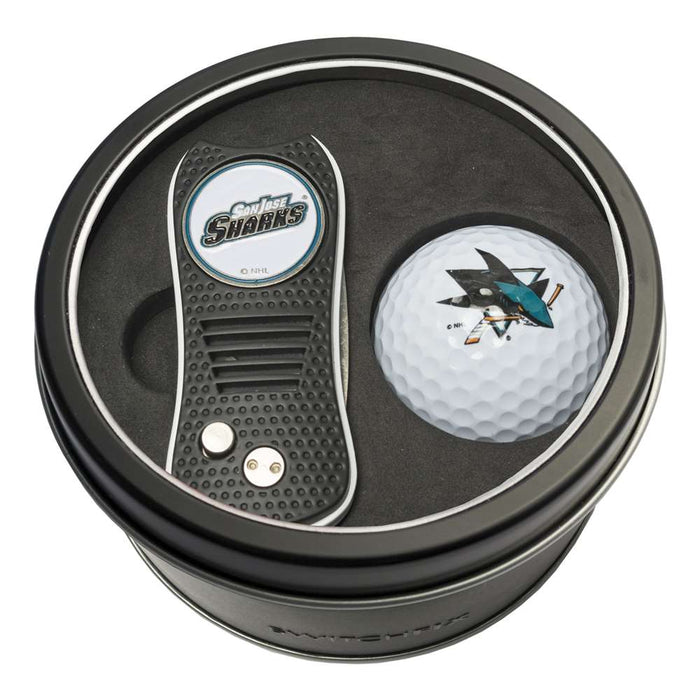 San Jose Sharks Golf Tin Set - Switchblade, Golf Ball