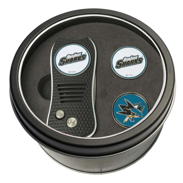 San Jose Sharks Golf Tin Set - Switchblade, 2 Markers 15359