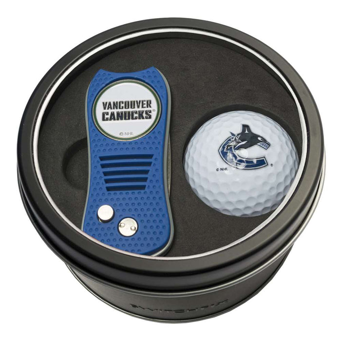 Vancouver Canucks Golf Tin Set - Switchblade, Golf Ball