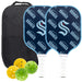 Seattle Kraken Carbon Fiber Pickleball Paddle Set