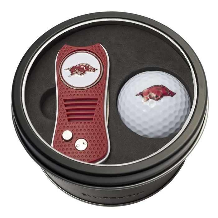 Arkansas Razorbacks Golf Tin Set - Switchblade, Golf Ball