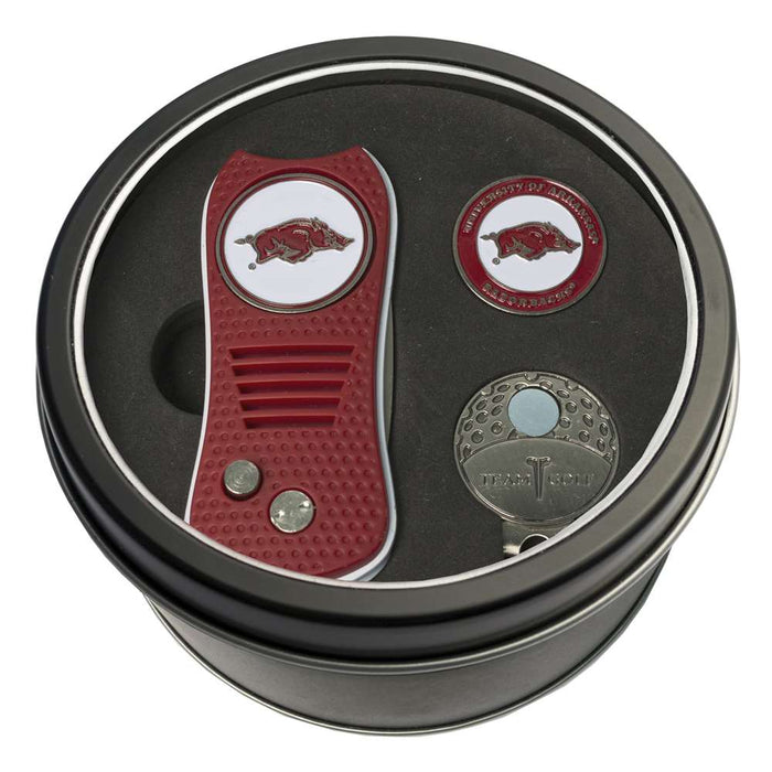 Arkansas Razorbacks Golf Tin Set - Switchblade, Cap Clip, Marker 20457