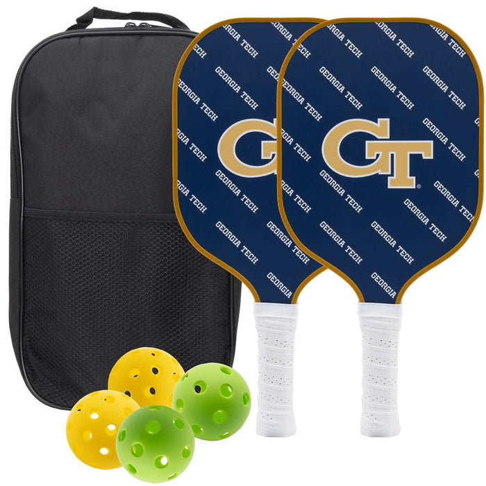 Georgia Tech Yellow Jackets Carbon Fiber Pickleball Paddle Set