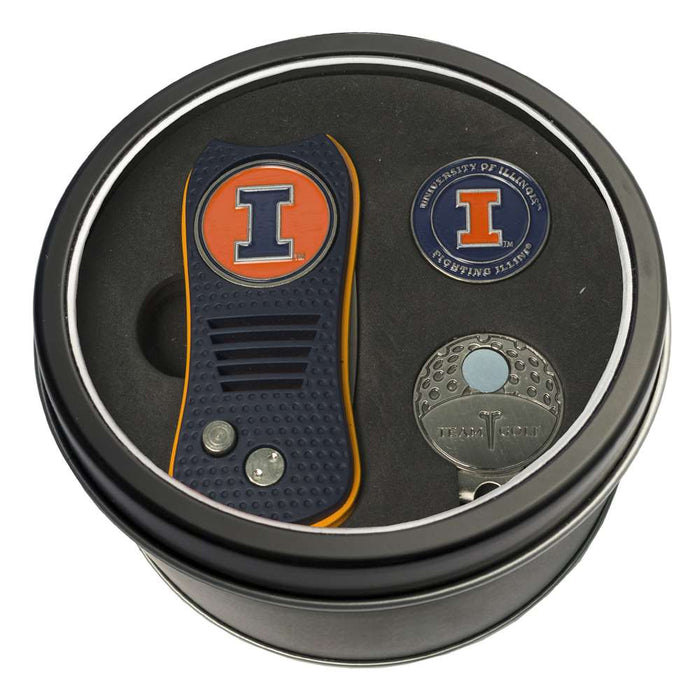 Illinois Fighting Illini Golf Tin Set - Switchblade, Cap Clip, Marker 21357