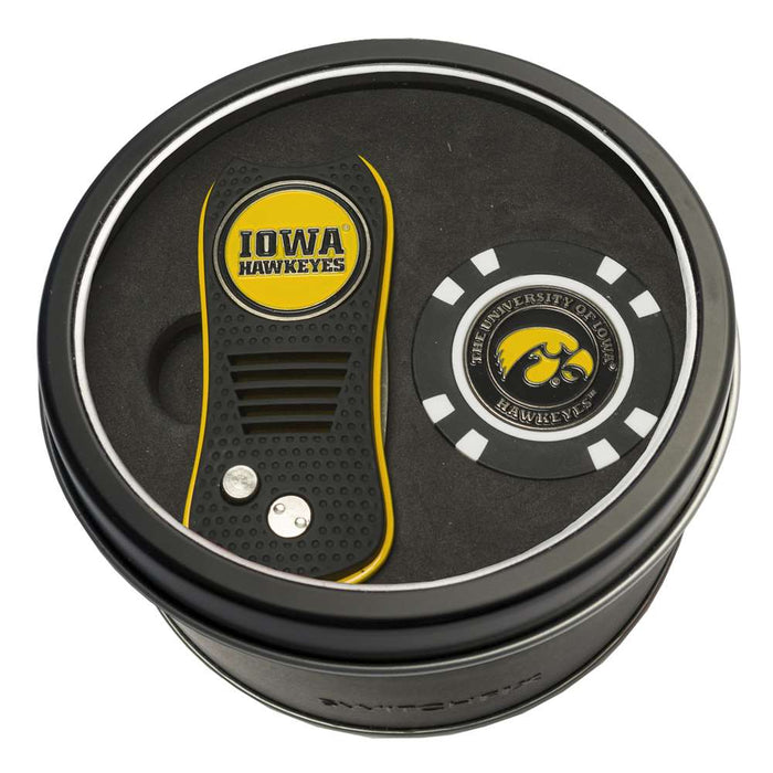 Iowa Hawkeyes Golf Tin Set - Switchblade, Golf Chip