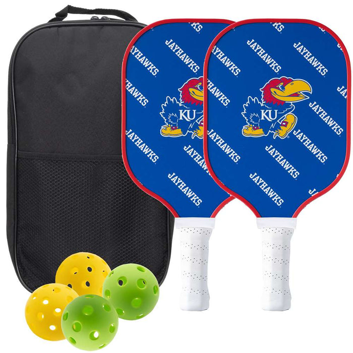 Kansas Jayhawks Carbon Fiber Pickleball Paddle Set