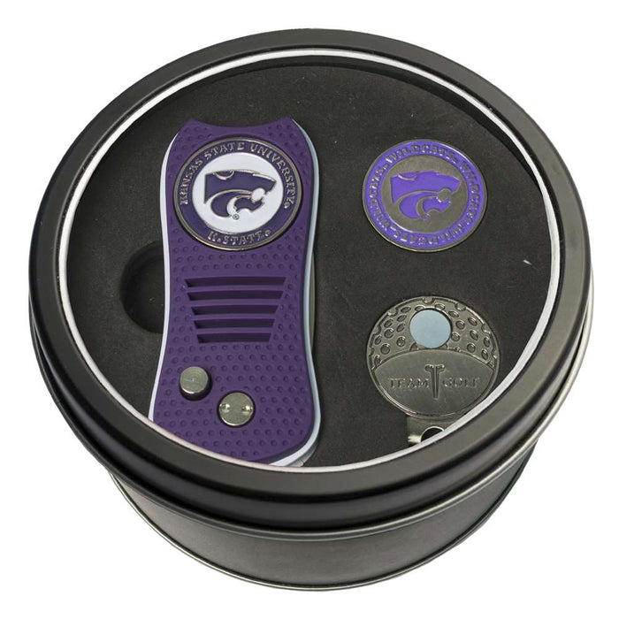 Kansas State University Wildcats Golf Tin Set - Switchblade, Cap Clip, Marker 21857