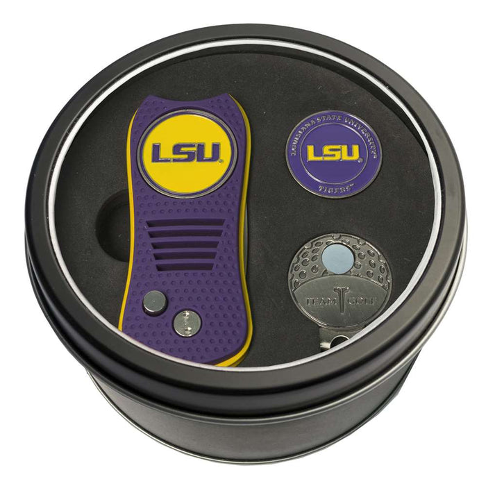LSU Louisiana State University Tigers Golf Tin Set - Switchblade, Cap Clip, Marker 22057