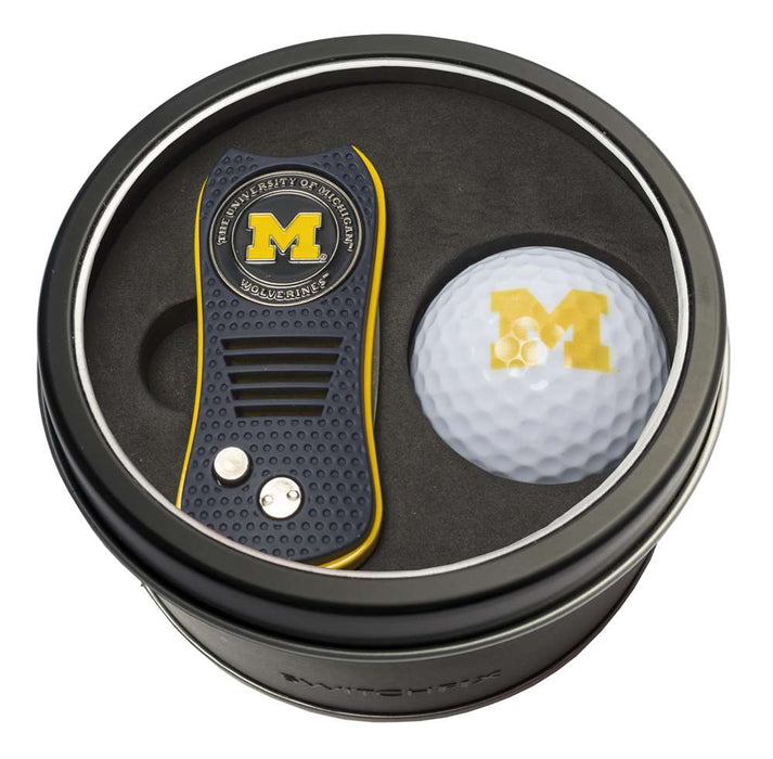 Michigan Wolverines Golf Tin Set - Switchblade, Golf Ball