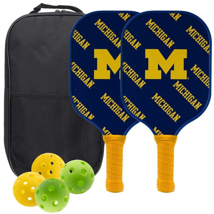 Michigan Wolverines Carbon Fiber Pickleball Paddle Set