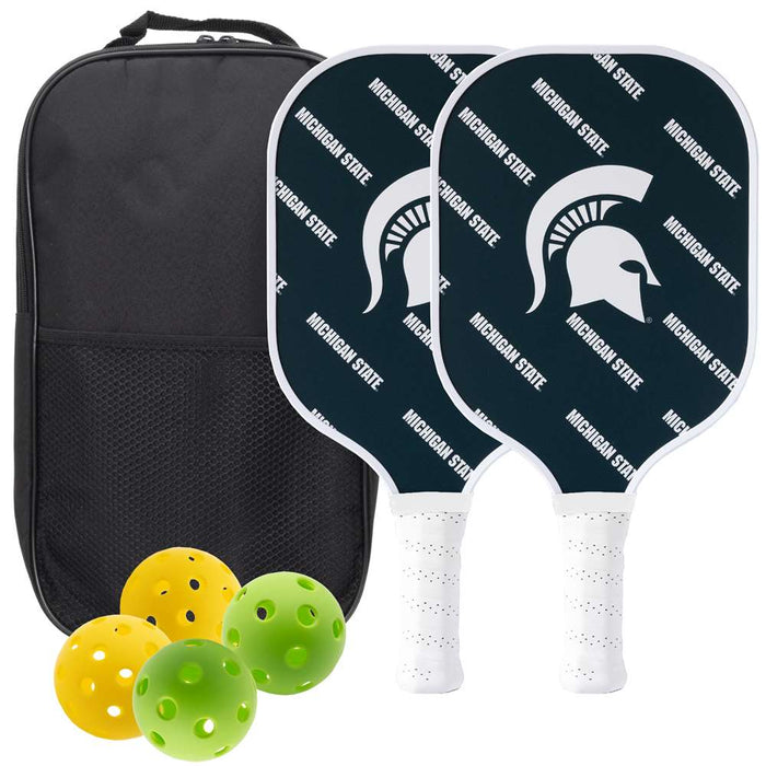 Michigan State Spartans Carbon Fiber Pickleball Paddle Set