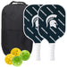 Michigan State Spartans Carbon Fiber Pickleball Paddle Set