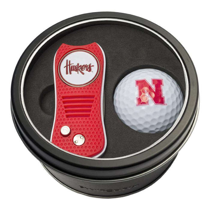 Nebraska Corn Huskers Golf Tin Set - Switchblade, Golf Ball