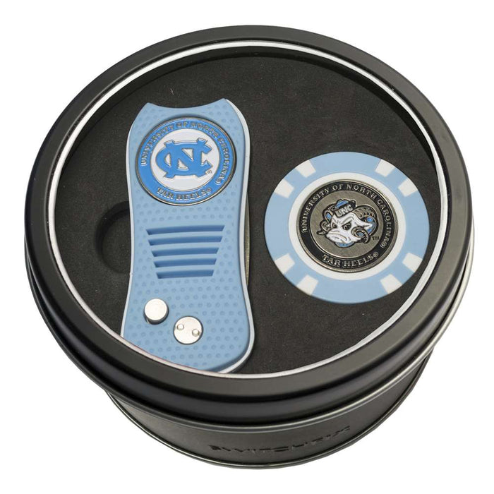 North Carolina Tar Heels Golf Tin Set - Switchblade, Golf Chip