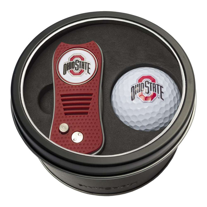 Ohio State University Buckeyes Golf Tin Set - Switchblade, Golf Ball