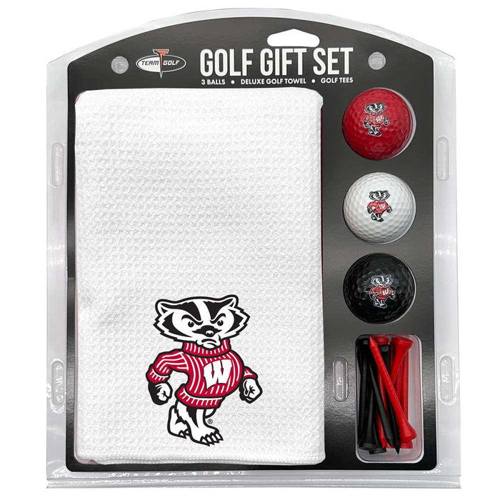 Wisconsin Badgers 16" X 40" Microfiber Towel Golf Gift Set - White