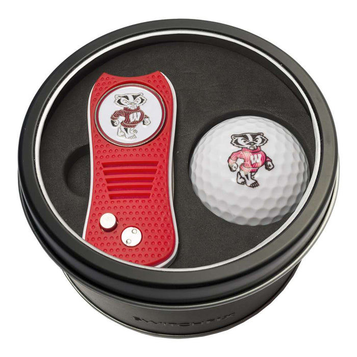Wisconsin Badgers Golf Tin Set - Switchblade, Golf Ball
