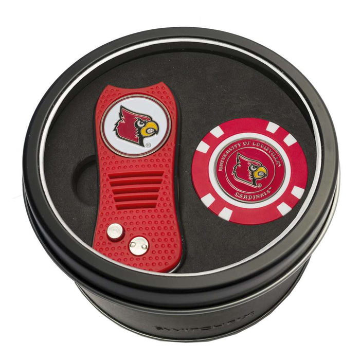 Louisville Cardinals Golf Tin Set - Switchblade, Golf Chip