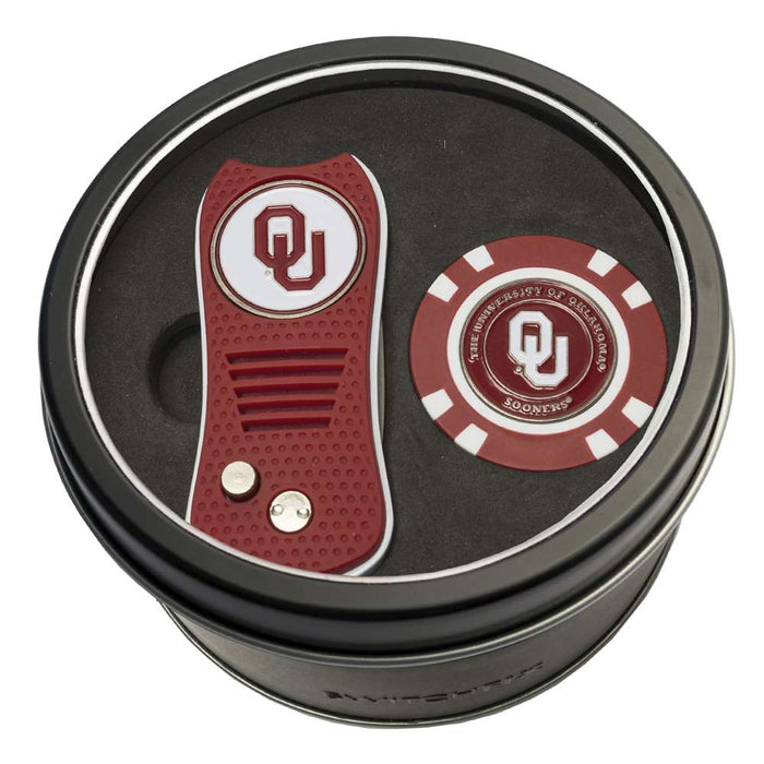 Oklahoma Sooners Golf Tin Set - Switchblade, Golf Chip