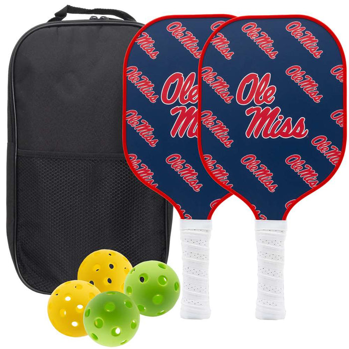 Mississippi Ole Miss Rebels Carbon Fiber Pickleball Paddle Set