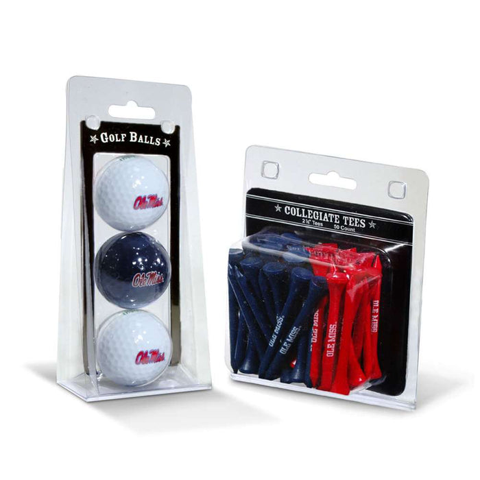 Mississippi Ole Miss Rebels 3 Ball Pack and 50 Tee Pack