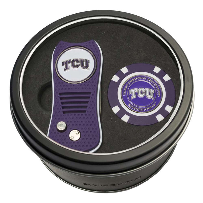 TCU Texas Christian University Horned Frogs Golf Tin Set - Switchblade, Golf Chip
